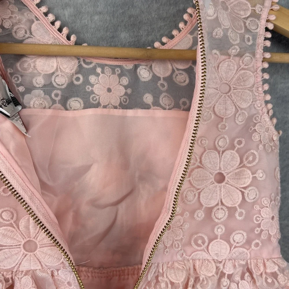 Vintage Girls Lace Dress 6‎ Pink Crinoline Rhinestones Sleeveless Rare Editions